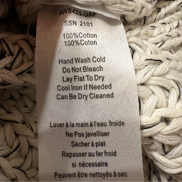 ATM cream crochet open knit cap slv sweater sz XS beachy cable pattern - Picture 6 of 7